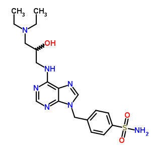 4-[[6-[(3-二乙基氨基-2-羟基-丙基)氨基]嘌呤-9-基]甲基]苯磺酰胺结构式_21268-03-1结构式
