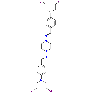 4-[[4-[[4-[双(2-氯乙基)氨基]苯基]亚甲基氨基]哌嗪-1-基]亚氨基甲基]-N,N-双(2-氯乙基)苯胺结构式_21323-34-2结构式
