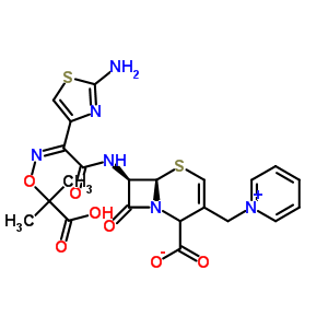 7-{[(2Z)-2-(2-氨基-1,3-噻唑-4-基)-2-{[(2-羧基-2-丙基)氧基]亚氨基}乙酰基]氨基}-8-氧代-3-(1-吡啶鎓基甲基)-5-硫杂-1-氮杂双环[4.2.0]辛-3-烯-2-羧酸酯结构式_217796-42-4结构式