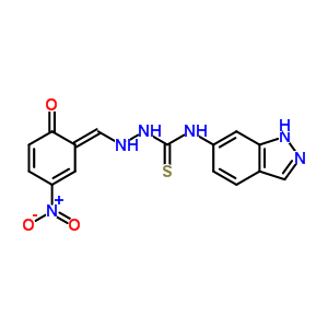 2-[(2-羟基-5-硝基苯基)亚甲基]-n-1H-吲唑-6-基-肼硫代甲酰胺结构式_22497-21-8结构式