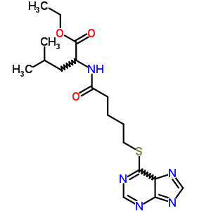 (9CI)-N-[1-氧代-5-(1H-嘌呤-6-基硫代)戊基]-L-亮氨酸乙酯结构式_23404-72-0结构式