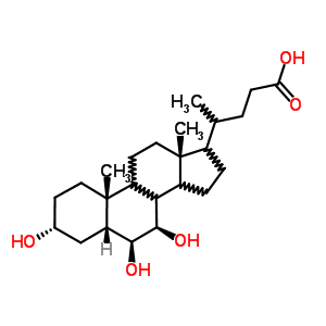 (3a,5b,6b,7b)-3,6,7-三羟基-胆烷-24-酸结构式_2393-59-1结构式