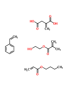 Methylene-butanedioic acid polymer with butyl 2-propenoate, ethenylbenzene and 2-hydroxyethyl 2-methyl-2-propenoate Structure,25119-70-4Structure