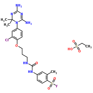 4-[3-[2-氯-4-(4,6-二氨基-2,2-二甲基-1,3,5-噻嗪-1-基)苯氧基]丙基氨基甲酰氨基]-2-甲基-苯磺酰氯结构式_25313-06-8结构式