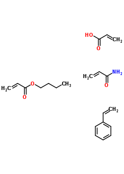 2-丙烯酸与丙烯酸丁酯, 苯乙烯和 2-丙烯酰胺的聚合物结构式_25586-24-7结构式