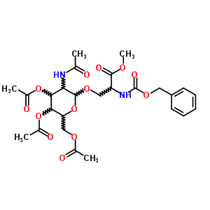 N-[(苯基甲氧基)羰基]-O-[3,4,6-三-O-乙酰基-2-(乙酰基氨基)-2-脱氧-b-D-吡喃葡萄糖]-L-丝氨酸甲酯结构式_25644-83-1结构式