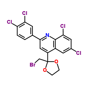 4-[2-(溴甲基)-1,3-二氧杂烷-2-基]-6,8-二氯-2-(3,4-二氯苯基)-喹啉结构式_25807-05-0结构式