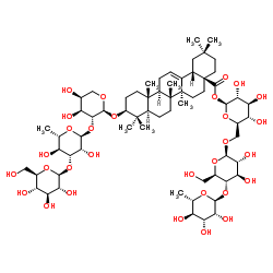 3-O-β-D-葡萄糖( 1→3)- a -L-鼠李糖(1→2)- a-L-阿拉伯糖 齐墩果酸– 28-O-鼠李糖(1→4)葡萄糖(1→6)葡萄糖苷结构式_261767-91-3结构式