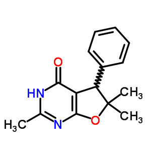 5,6-二氢-2,6,6-三甲基-5-苯基-呋喃并[2,3-d]嘧啶-4(3H)-酮结构式_27228-60-0结构式