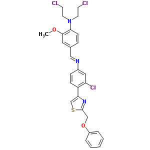 N,N-双(2-氯乙基)-4-[[[3-氯-4-[2-(苯氧基甲基)-4-噻唑]苯基]亚氨基]甲基]-2-甲氧基苯胺盐酸盐结构式_27244-14-0结构式