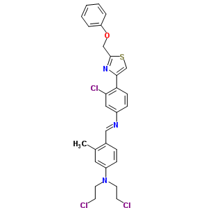 N,N-双(2-氯乙基)-4-[[[3-氯-4-[2-(苯氧基甲基)-4-噻唑]苯基]亚氨基]甲基]-3-甲基苯胺盐酸盐结构式_27244-18-4结构式