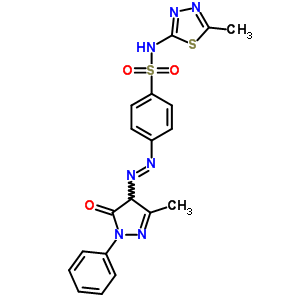 4-[2-(4,5-二氢-3-甲基-5-氧代-1-苯基-1H-吡唑-4-基)二氮杂烯]-n-(5-甲基-1,3,4-噻二唑-2-基)-苯磺酰胺结构式_29822-02-4结构式
