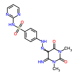 4-[2-(6-氨基-1,2,3,4-四氢-1,3-二甲基-2,4-二氧代-5-嘧啶)二氮杂烯]-n-2-嘧啶-苯磺酰胺结构式_29822-10-4结构式