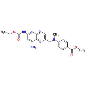 4-[[[8-氨基-6-[(乙氧基羰基)氨基]吡啶并[2,3-b]吡嗪-2-基]甲基]甲基氨基]-苯甲酸甲酯结构式_30768-52-6结构式