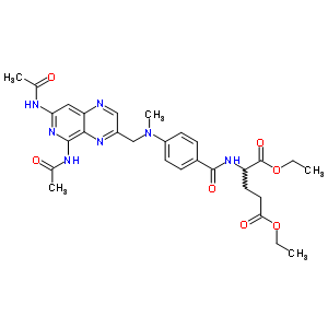 (9CI)-N-[4-[[[5,7-双(乙酰基氨基)吡啶并[3,4-b]吡嗪-3-基]甲基]甲基氨基]苯甲酰基]-L-谷氨酸二乙酯结构式_30826-46-1结构式