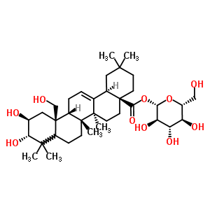 (2ALPHA,3BETA,19ALPHA)-2,3,19-三羟基齐墩果-12-烯-28-羧酸 BETA-D-吡喃葡萄糖基酯结构式_31297-79-7结构式