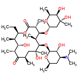 (3R,4S,5S,6R,7R,9R,11R,12S,13R,14R)-4-[(2R,4R,5R,6S)-4,5-二羟基-4,6-二甲基四氢吡喃-2-基]氧基-6-[(2S,3R,4S,6R)-4-二甲基氨基-3-羟基-6-甲基四氢吡喃-2-基]氧基-14-乙基-7,12-二羟基-3,5,7,9,11,13-六甲基-1-氧结构式_33442-56-7结构式
