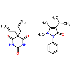 5,5-二-2-丙烯基-2,4,6(1H,3H,5H)-嘧啶三酮化合物与1,2-二氢-1,5-二甲基-4-(1-甲基乙基)-2-苯基-3H-吡唑-3-酮(1:1)结构式_34356-64-4结构式