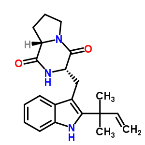 (3S,8aS)-3-[[2-(2-甲基丁-3-烯-2-基)-1H-吲哚-3-基]甲基]-2,3,6,7,8,8a-六氢吡咯并[2,1-f]吡嗪-1,4-二酮结构式_34610-68-9结构式