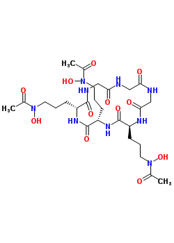 N-[3-[(2S,5S,17S)-5,17-二[3-(乙酰基-羟基氨基)丙基]-3,6,9,12,15,18-六氧代-1,4,7,10,13,16-六氮杂十八碳-2-基]丙基]-N-羟基乙酰胺结构式_34787-28-5结构式
