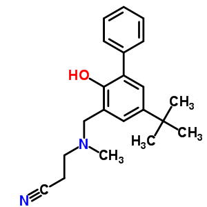 3-[(2-羟基-3-苯基-5-叔丁基-苯基)甲基-甲基-氨基]丙腈结构式_35687-07-1结构式