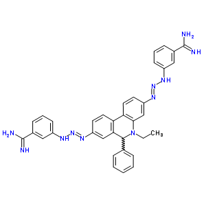 3-[2-[[8-[(3-甲脒基苯基)氨基]二氮杂烯-5-乙基-6-苯基-6H-邻二氮杂菲-3-基]亚氨基]肼基]苯羧酰胺结构式_35872-85-6结构式