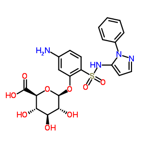 (2S,3S,4S,5R,6S)-6-[5-氨基-2-[(2-苯基吡唑-3-基)氨基磺酰基]苯氧基]-3,4,5-三羟基四氢吡喃-2-羧酸结构式_37393-47-8结构式