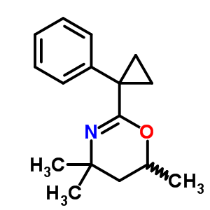 4,4,6-三甲基-2-(1-苯基环丙基)-5,6-二氢-1,3-噁嗪结构式_38709-65-8结构式