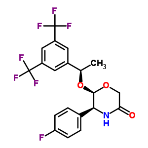 (5S,6R)-6-{(1R)-1-[3,5-二(三氟甲基)苯基]乙氧基}-5-(4-氟苯基)-3-吗啉酮结构式_419574-04-2结构式