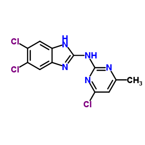 5,6-二氯-n-(4-氯-6-甲基-嘧啶-2-基)-1H-苯并咪唑-2-胺结构式_42388-69-2结构式