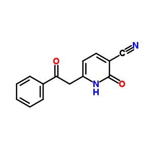 1,2-二氢-2-氧代-6-(2-氧代-2-苯基乙基)-3-吡啶甲腈结构式_4487-38-1结构式