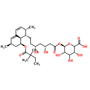 1-O-[(3R,5R)-7-{(1S,2S,6R,8S,8aR)-8-[(2,2-二甲基丁酰基)氧基]-2,6-二甲基-1,2,6,7,8,8a-六氢-1-萘基}-3,5-二羟基庚酰]-beta-L-甘油-吡喃己糖酸结构式_463962-56-3结构式