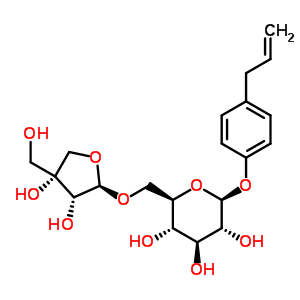 4-(2-丙烯基)苯基 6-O-D-芹菜-beta-D-呋喃糖基-beta-D-吡喃葡萄糖苷结构式_499-33-2结构式