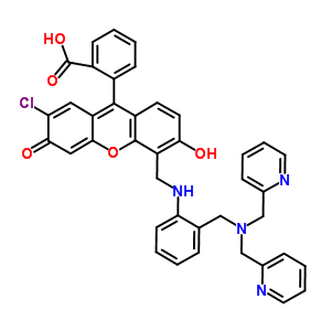 9-(2-羧基苯基)-2-氯-5-[{2-(二(2-吡啶基)氨基甲基)苯基}氨基甲基]-6-羟基-3-黄原胶酮结构式_502467-23-4结构式