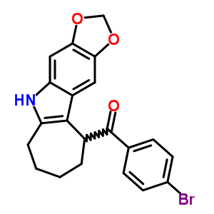 5,6,7,8,9,10-六氢-5-(p-溴苯甲酰基)环庚并[b]-1,3-二氧代[4,5-f]吲哚结构式_50332-33-7结构式