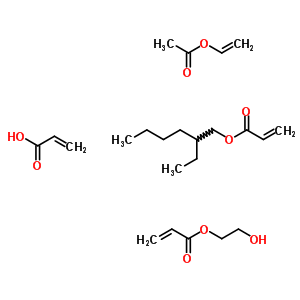 2-丙烯酸与乙烯基乙酸酯, 2-乙基己基 2-丙烯酸酯和 2-羟基乙基 2-丙烯酸酯聚合物结构式_50862-46-9结构式