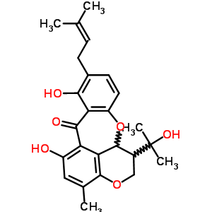 1,12alpha-二氢-6,8-二羟基-1-(1-羟基-1-甲基乙基)-4-甲基-9-(3-甲基-2-丁烯基)-[1]苯并吡喃并[4,5-bc][1]苯并氧杂卓-7(2H)-酮结构式_50875-10-0结构式