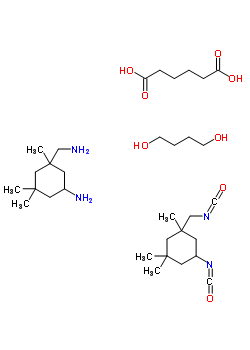 Hexanedioic acid, polymer with 5-amino-1,3,3-trimethylcyclohexanemethanamine, 1,4-butanediol and 5-isocyanato-1-(isocyanatomethyl)-1,3,3-trimethylcyclohexane Structure,51293-82-4Structure