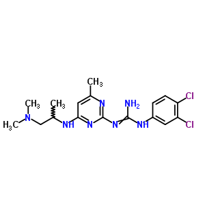 N-(3,4-二氯苯基)-N-[4-[[2-(二甲基氨基)-1-甲基乙基]氨基]-6-甲基-2-嘧啶]-胍结构式_51386-95-9结构式