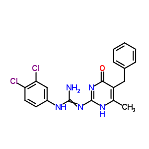 N-(3,4-二氯苯基)-N-[1,6-二氢-4-甲基-6-氧代-5-(苯基甲基)-2-嘧啶]-胍结构式_51388-22-8结构式