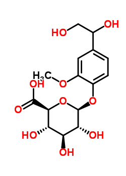 (2S,3S,4S,5R,6R)-3,4,5-三羟基-6-[2-羟基-2-(4-羟基-3-甲氧基苯基)乙氧基]四氢吡喃-2-羧酸结构式_52002-41-2结构式