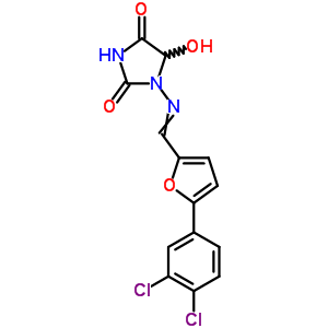 1-[[[5-(3, 4-二氯苯基)-2-呋喃]亚甲基]氨基]-5-羟基-2,4-咪唑啉二酮结构式_52130-33-3结构式