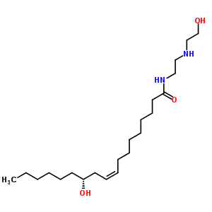 (9Z,12r)-12-羟基-n-[2-[(2-羟基乙基)氨基]乙基]-9-十八酰胺结构式_52206-49-2结构式