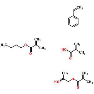2-Methyl-2-propenoic acid polymer with butyl 2-methyl-2-propenoate, butyl 2-propenoate, ethenylbenzene and 1,2-propanediol mono(2-methyl-2-propenoate) Structure,52738-34-8Structure