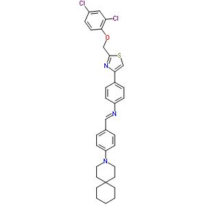 N-[[4-(3-氮杂螺[5.5]-3-十一基)苯基]亚甲基]-4-[2-[(2,4-二氯苯氧基)甲基]-4-噻唑]苯胺盐酸盐结构式_52764-89-3结构式