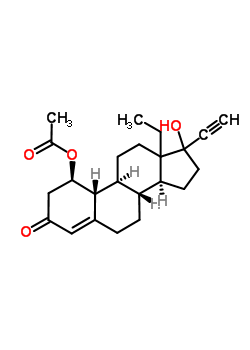 (1B,17a)-1-(acetyloxy)-13-ethyl-17-hydroxy-18,19-dinorpregn-4-en-20-yn-3-one Structure,53020-96-5Structure
