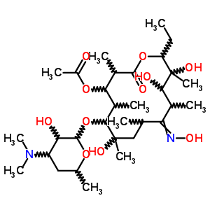 3-O-乙酰基-3-O-去(2,6-二脱氧-3-C-甲基-3-O-甲基-alpha-L-核-己糖吡喃糖苷)红霉素 9-肟结构式_53066-45-8结构式
