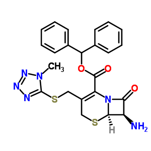 (6R)-3-[[(1-甲基-1H-四唑-5-基)硫代]甲基]-7α-氨基-8-氧代-5-硫杂-1-氮杂双环[4.2.0]-2-辛烯-2-羧酸二苯基甲酯结构式_53090-86-1结构式