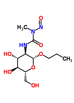 2-脱氧-2-(3-甲基-3-亚硝基脲啶)-β-d-吡喃葡萄糖苷丙酯结构式_53347-35-6结构式