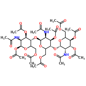 O-3,4,6-三-O-乙酰基-2-(乙酰氨基)-2-脱氧-beta-D-吡喃葡萄糖基-(1-4)-O-3,6-二-O-乙酰基-2-(乙酰氨基)-2-脱氧-beta-D-吡喃葡萄糖基-(1-4)-2-(乙酰氨基)-2-脱氧-1,3,6-三乙酸酯-alpha-D-吡喃葡萄糖结构式_53942-45-3结构式